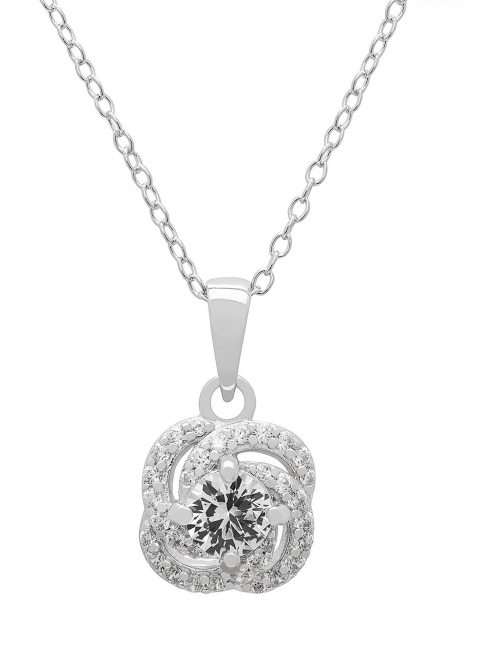 Sterling Silver White Floral Pendant Necklace